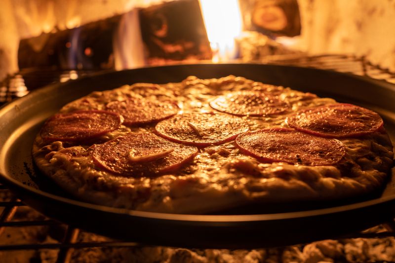 Authentic wood-fired oven at Green lantern pizza kitchen